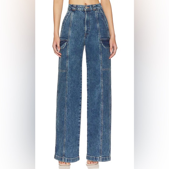 Hudson High Rise Wide Leg Cargo In Light House - Picture 1 of 4